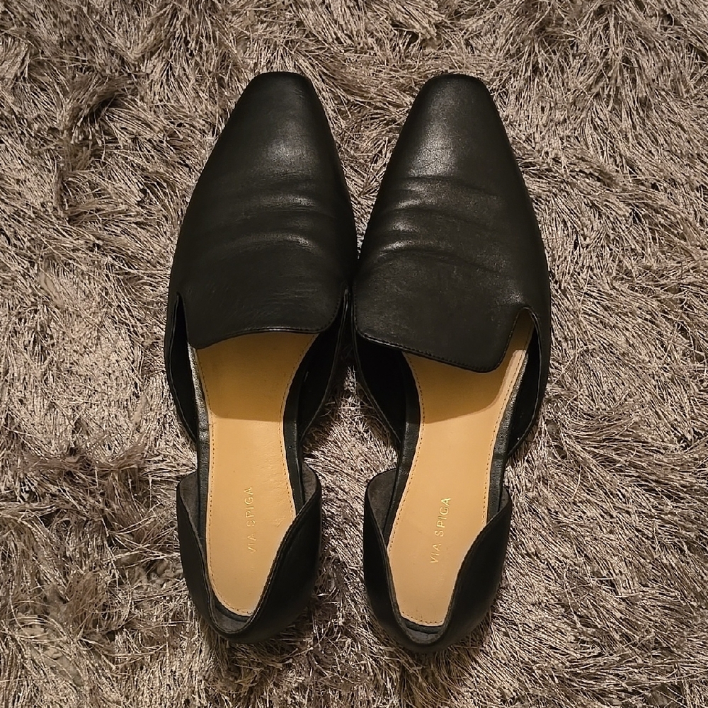 Via Spiga Women's Black Leather Loafers